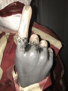 Close-up of left hand