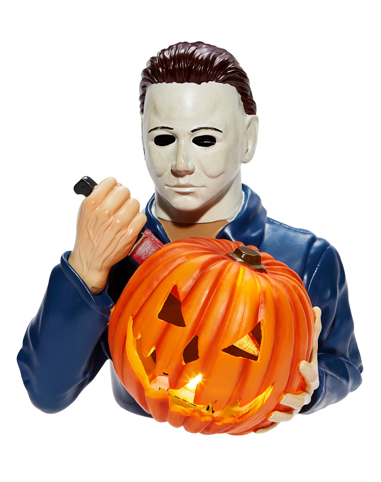Michael Myers Portacandele di Halloween 2024 New Michael Myers Merchandise Statua di Halloween con occhi sanguinanti, maschera di Michael Myers, decorazione horror per Halloween (1 pezzo