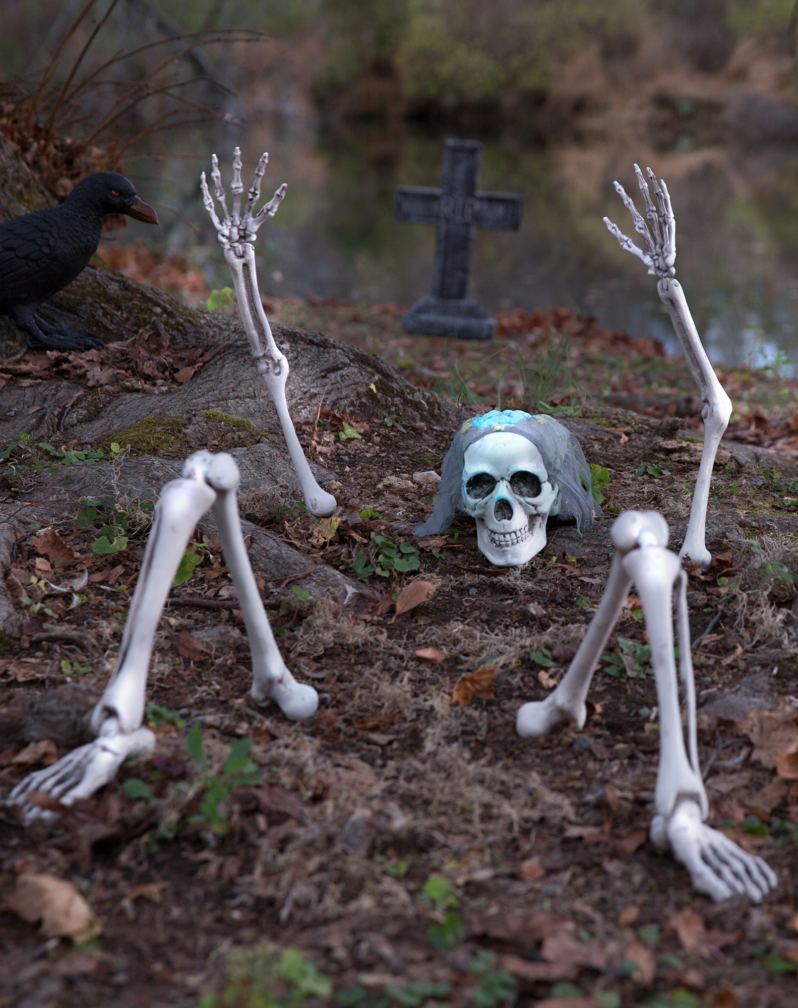Light-Up Brain Ground Breaking Skeleton | Spirit Halloween Light-Up Brain Ground Breaking Skeleton | Spirit Halloween