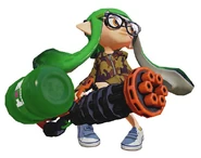 An Inkling girl with the Heavy Splatling
