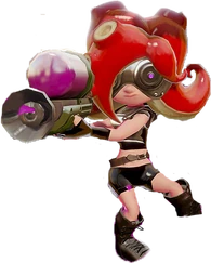 Artwork di un'Octoling con il suo Octosplasher.