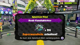 Ein Spieler erhält Supermuscheln nach Ende des Splatfests