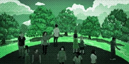 Umani  che ammirano le pareti di  fatte in cristallo