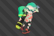 2D Splatoon 2 Official Art of an Inkling holding a Heavy Splatling