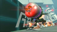 An Oversized Octopod followed by several Octopods in Splatoon 3