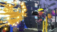 An Inkling firing a shot with the Inkjet.