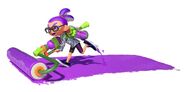 A purple inkling boy rolling