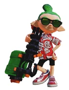 An Inkling boy with the Heavy Splatling