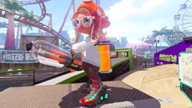 Un'Octoling in battaglia armata di Tetrapenna.