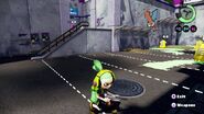 An Inkling testing his weapon.