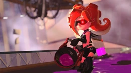 Un'Octoling in Splatoon 2 armata di Octosecchiostro.