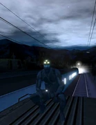 Fisher infiltrates the train by being deployed from the V-22 Osprey to the top of the moving train.