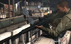 Briggs provides overwatch for Sam and draws the rebel's attention.