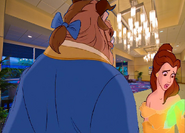 Belle gets anxious with Beast at the Disneyland Hotel Lobby