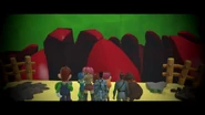 The SMG4 gang looking at the maw, Peach's castle's final resting place, in sadness.