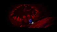 SMG4 and 3 hanging on for dear life above the maw.