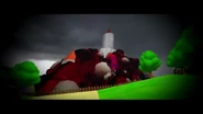 Peach's castle after it began to sink into the earth.
