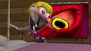 One of the monsters eyes up close scaring Peach at the end of the movie