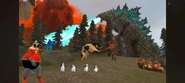Godzilla using his Atomic Breath in SMG4: A Happy Little Road Trip