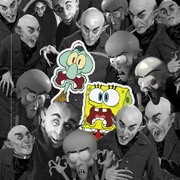 FfHAeklXoAAH2vF.jpeg (811 KB) Created by the official Nickelodeon Twitter account, featuring various incarnations of Nosferatu frightening SpongeBob and Squidward.