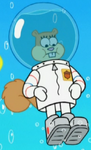 Sandy Wearing SpongeBob's Water Helmet & Her Suit