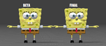 SpongeBob's model in Battle for Bikini Bottom (early and final models)