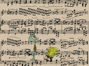 Squidward acknowledges the musical sheet in the screen's background.