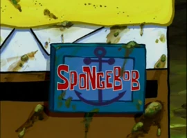 Табличка оказывается у Губки Боба на спине