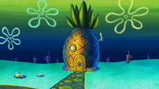 SpongeBob's house missing one of the windows in "Life Insurance."