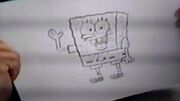 A drawing of SpongeBob in the season 3 features.