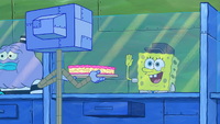 SpongeBob says "hi" to Karen.
