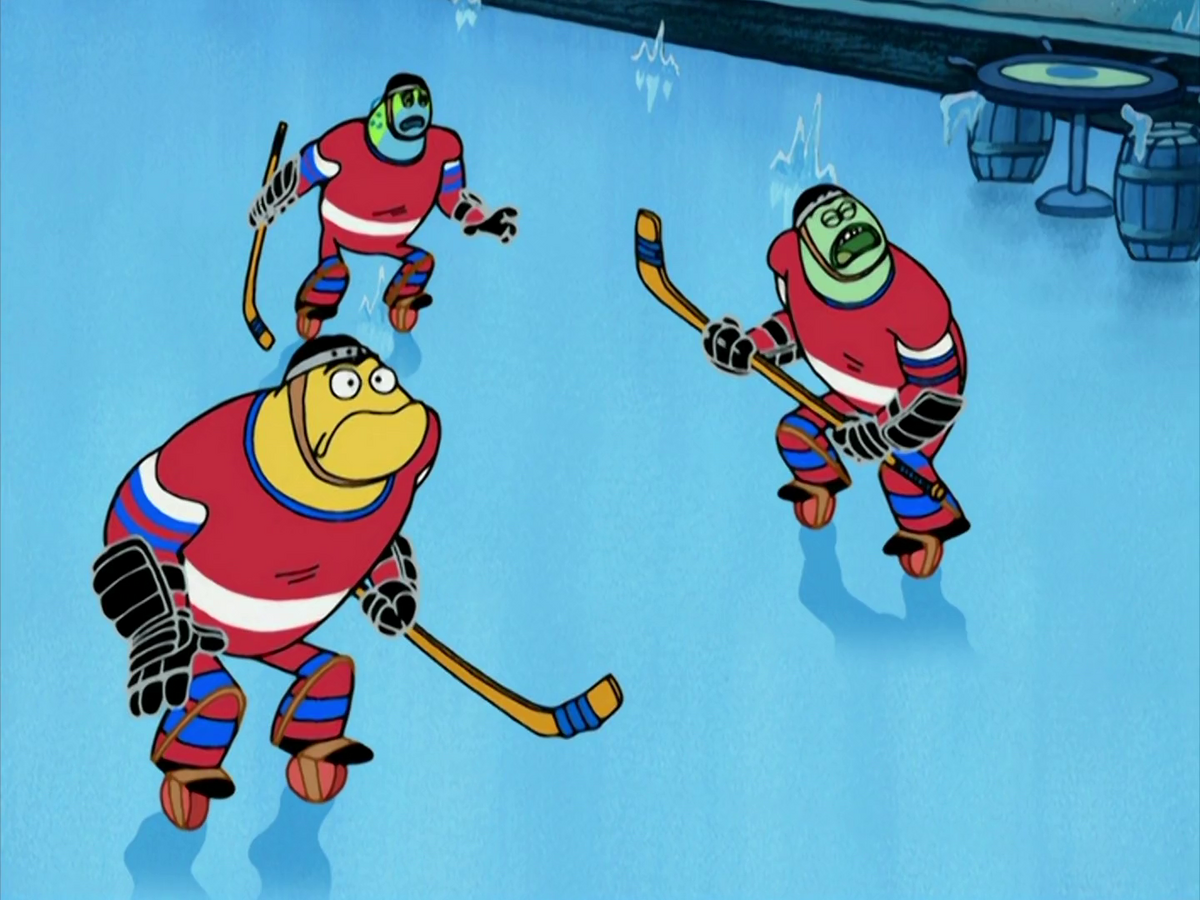 Good thing there were no ripped pants. #spongebob #hockey #spongebobs
