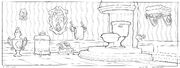 Sketch of Squilliam's bathroom.