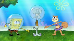Sandy's tanned teeth error in Squid Defense
