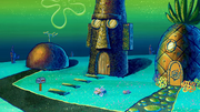 SpongeBob's house missing one of the windows in "Plane to Sea."