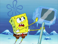SpongeBob saving Karen from the cold.