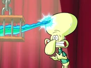 The cuttlefish getting zapped by the eel.