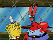 Sad SpongeBob with Angry Mr. Krabs