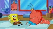 SpongeBob and Larry doing sit-ups.