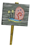 Early version of the hint sign with Gary on it.