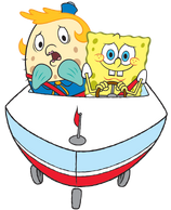 SpongeBob SquarePants Mrs. Puff with SpongeBob Driving in Boatmobile Character Image Nickelodeon