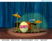 The drum set during a joke beat.