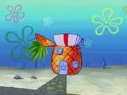 SpongeBob's house is missing its flowers in "Giant Squidward."