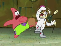 Patrick kicks Sandy