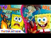 The Sea Bear Attacks Squidward, SpongeBob & Patrick IRL! - SpongeBob Toys - Toymation