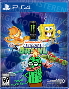 The game's box art, with some characters blurred out and Kevin The Cucumber drawn over the cover by StevenSquareHeaded.