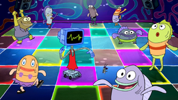 Karen and Plankton dancing.