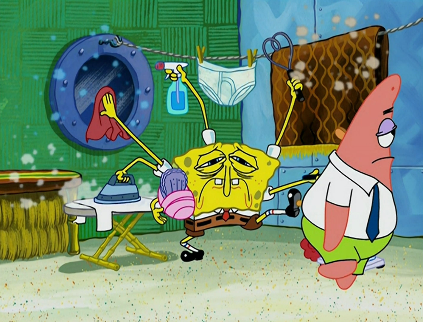 spongebob and patrick working out