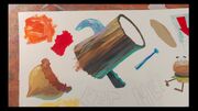 Process photo, along with process work for Patty's "eat me" sign.