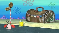 BunnyKrabs taking Gary to the tiny Krusty Krab.
